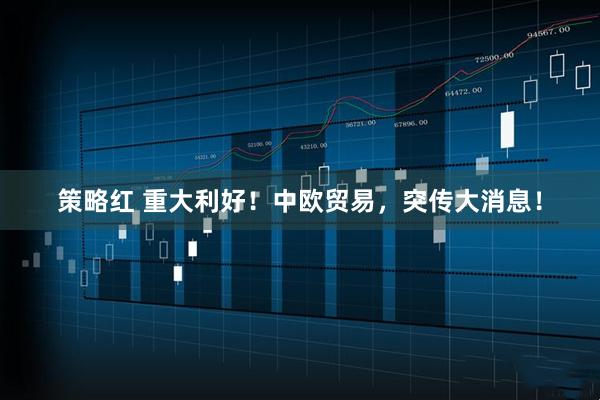 策略红 重大利好！中欧贸易，突传大消息！