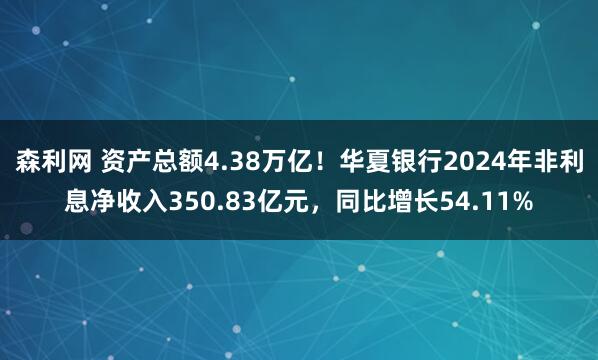 森利网 资产总额4.38万亿！华夏银行2024年非利息净收入350.83亿元，同比增长54.11%