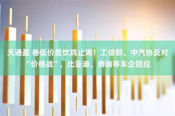 天通盈 卷低价是饮鸩止渴！工信部、中汽协反对“价格战”，比亚迪、奇瑞等车企回应