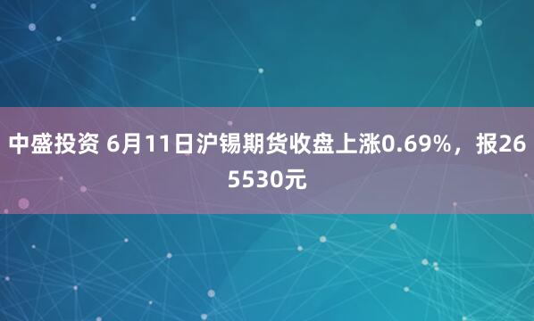 中盛投资 6月11日沪锡期货收盘上涨0.69%，报265530元